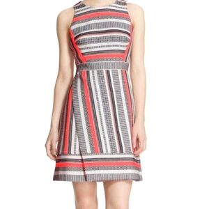Kate Spade New York Stipes jacquard Wrap Silhourtte sleeveless dress Size 2